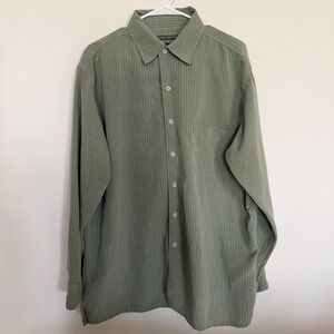 Bruno Sueded Microfiber Long Sleeve Button Down Shirt Mens XL Green Plaid
